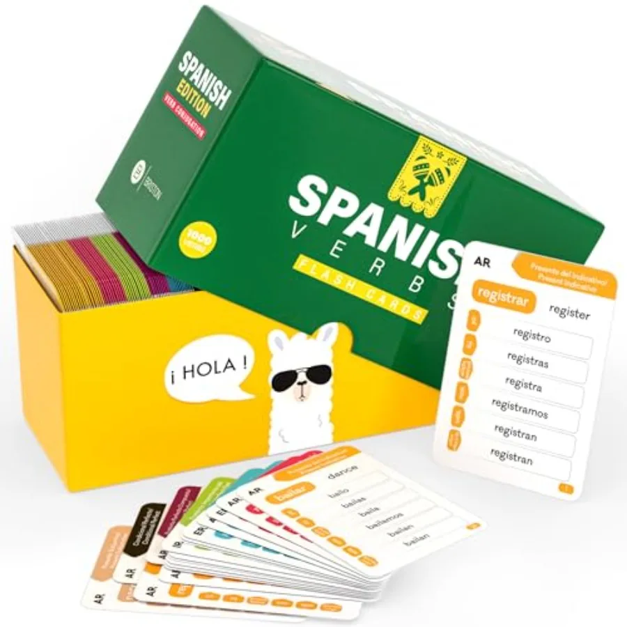 

Spanish Verb Conjugation Flash Cards 1000 Verbs 9 Tenses Educational Language Learning Tool for Students and Teachers Homeschoo