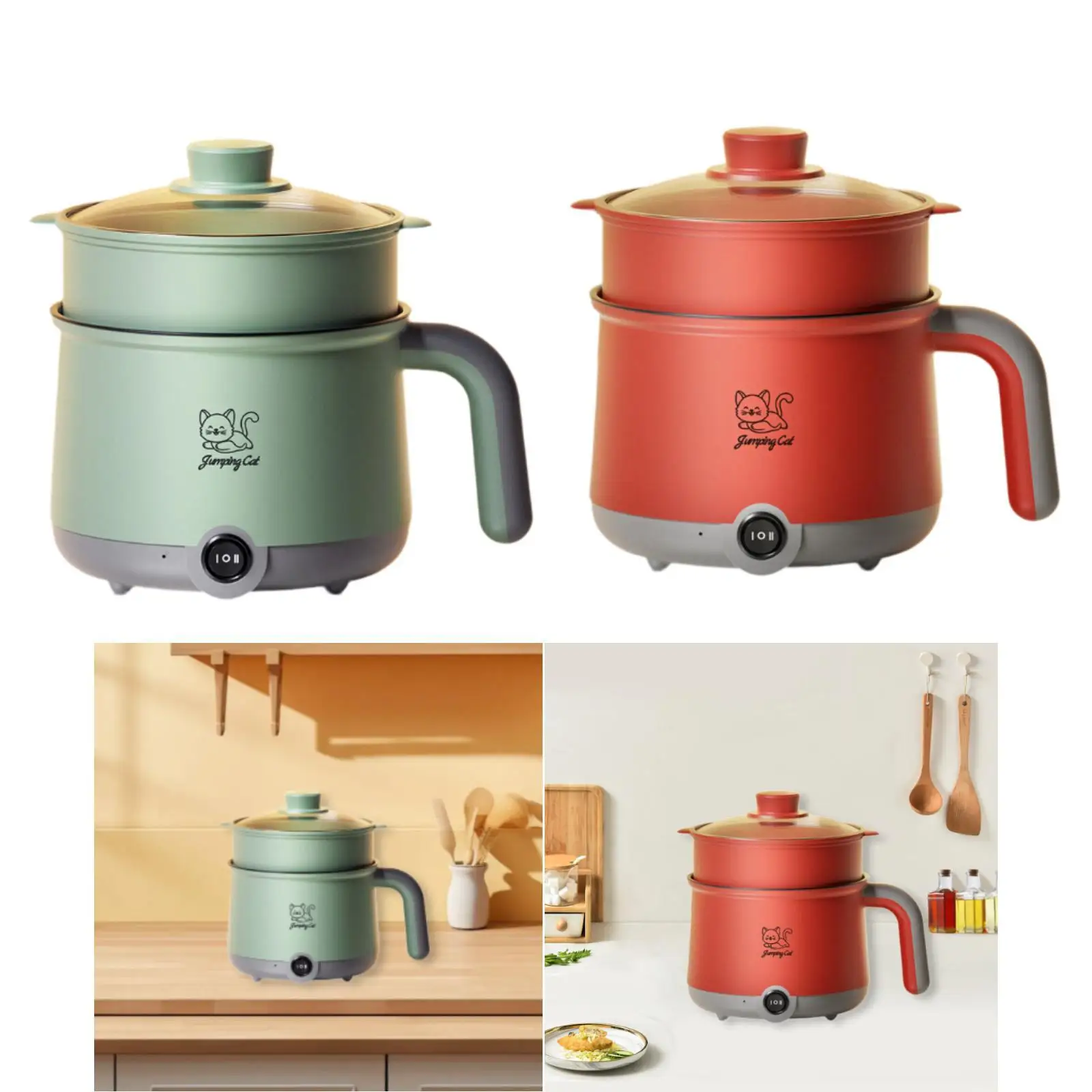 Portable Electric Hot Pot 1.8L Non Stick Mini Cooker Adjustable Temperature Multi Function Steamer for Dorm Travel Kitchen Use