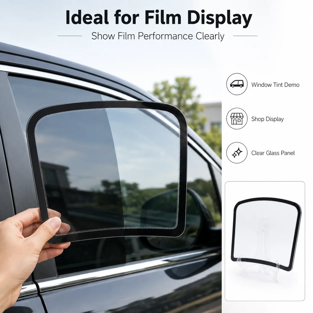 KUNAISI Front Windshield Glass Display Model with Stand for Car Window Tint Solar Film Heat Insulation Coating Demonstration