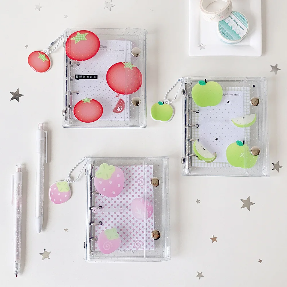 1 Set Kroea Tomaten-PVC-M5-Notizbuch mit losen Blättern, Schüler-Schreibwaren, niedliches Cartoon-Frucht-Mädchen-Handbuch, Tagebuch, Belohnungsgeschenk für Kinder
