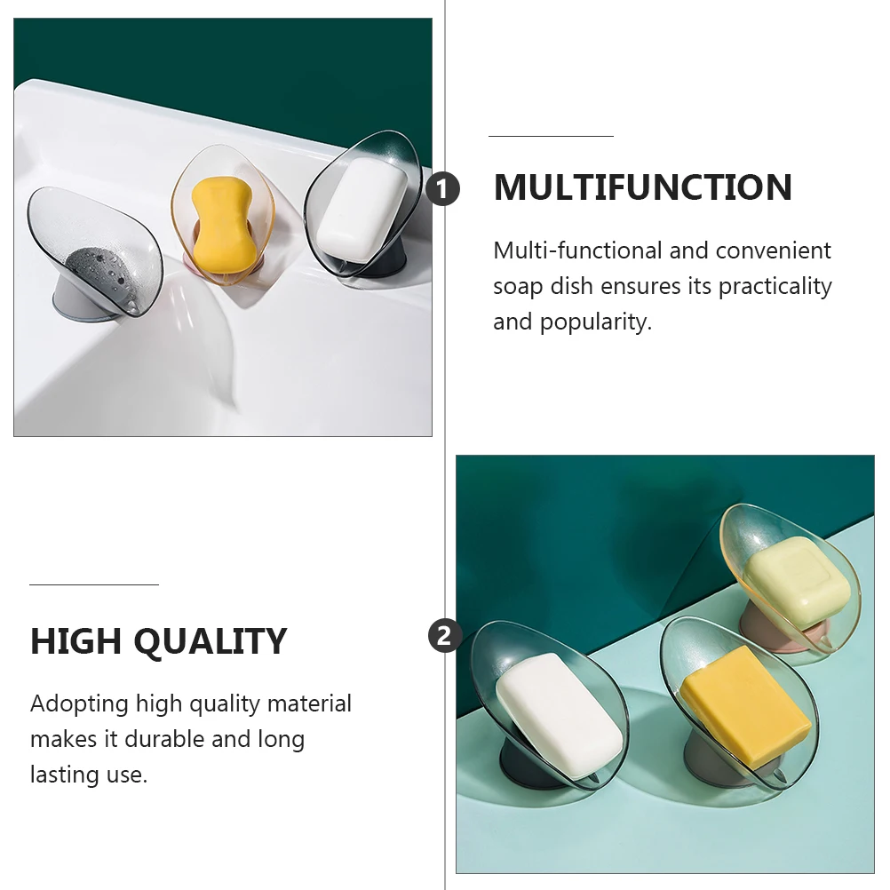 

2pcs Creative Leaf Shape Box Plastic Dish Storage Rack Soap Holder Soap Draining Dish For Bathroom Travel