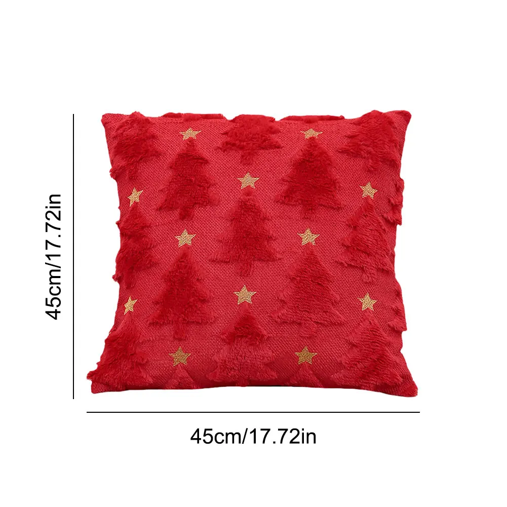 Christmas Tree Pillow Covers 45x45cm Winter Soft Plush Pillowcase Couch Cushion Case for Couch Sofa Holiday Festivals Home Decor