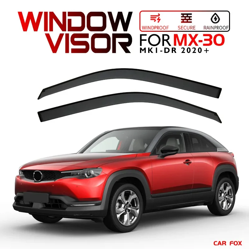 2Pcs For MAZDA MX30 2020+ Black Car Window Visor Awning Shelters Windshield Side Window Rain Sun Shade Auto Accessories
