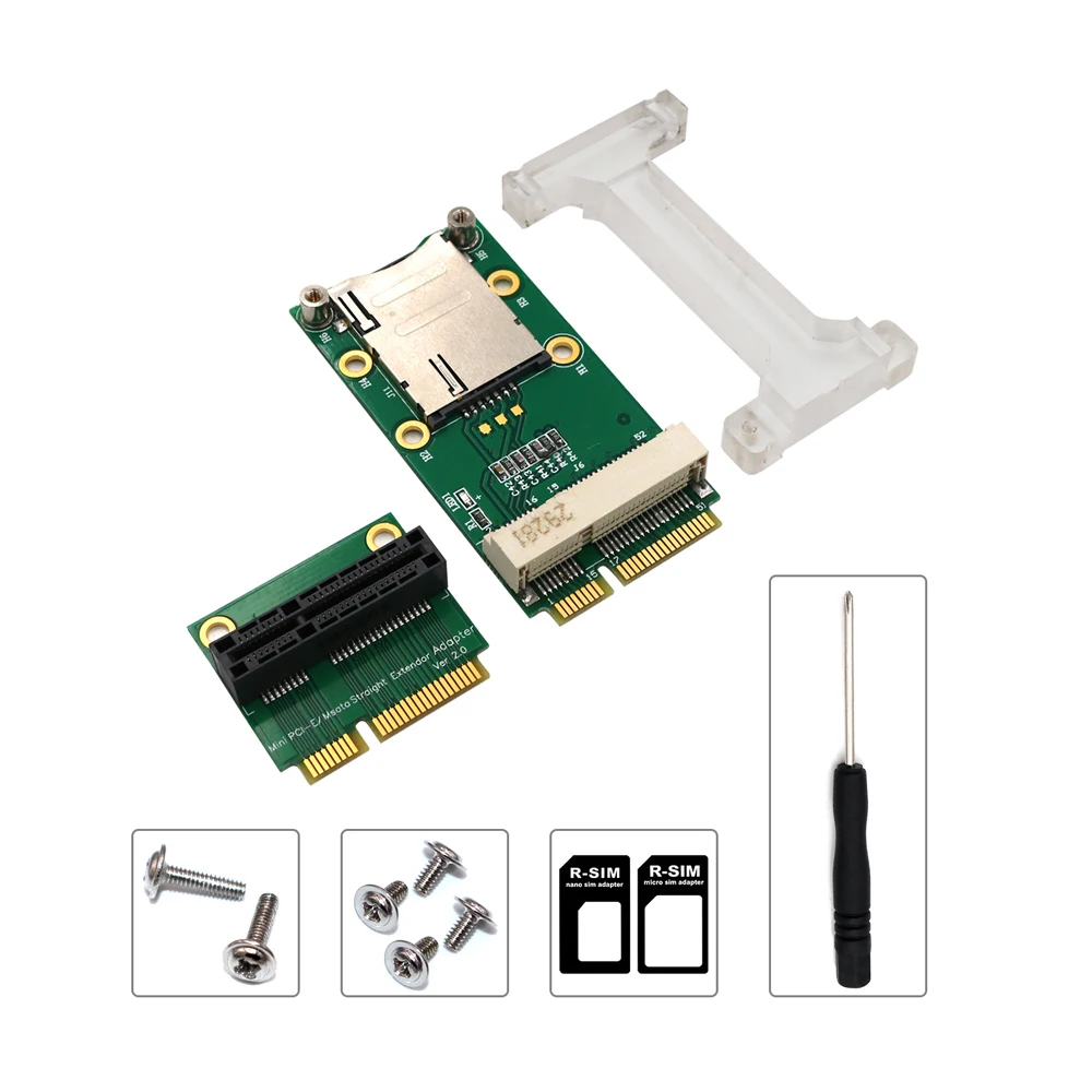 

Network Card Mini PCIE Network Adapter Riser Card Vertical Mount for 3G 4G WWAN LTE GPS Network Module SIM Card Slot for Desktop