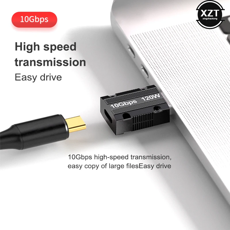 120W Zinc Alloy USB Type C OTG Adapter 10Gbps Usb Male to USB-C Female Connector for Phone Ipad Macbook Super Fast Charger