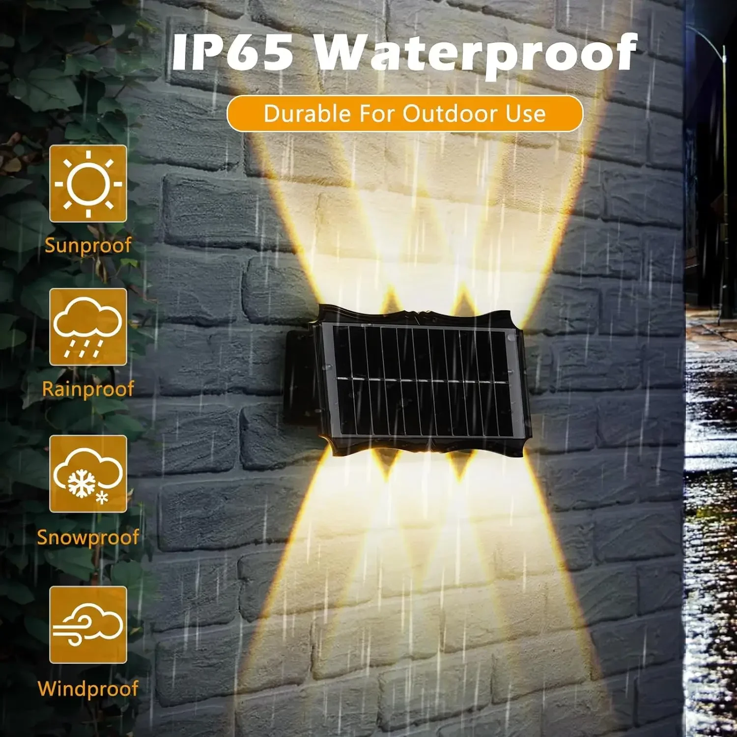 4/6/8LED Solar Wall Lamp Up and Down Luminous Lighting Outdoor Waterproof Decorative Light for Garden Balcony Yard Exterior Wall