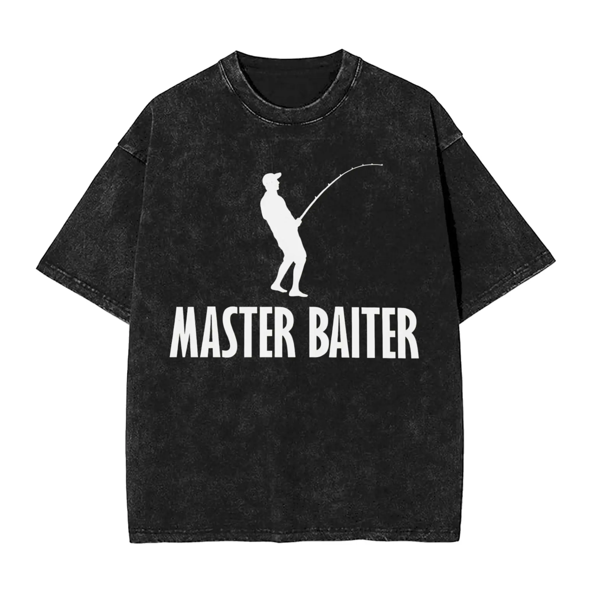Master Baiter Funny Fishing  Washed T Shirts Streetwear Hip Hop Retro T-Shirt  Tees for Men Women Short Sleeve Oversize
