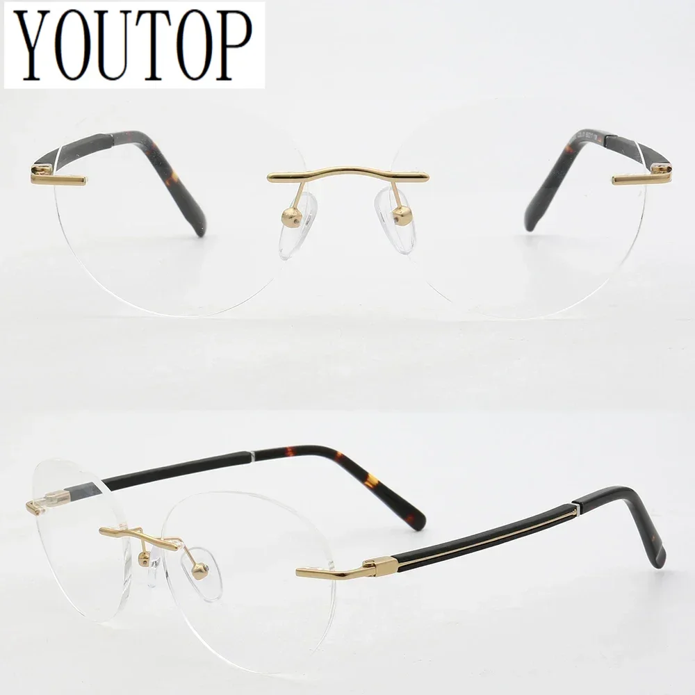 

Women Round Rimless Eyeglass Frames Men Optical Glasses Frames Light Metal Business Spectacles Prescription Gold Silver Eyewear