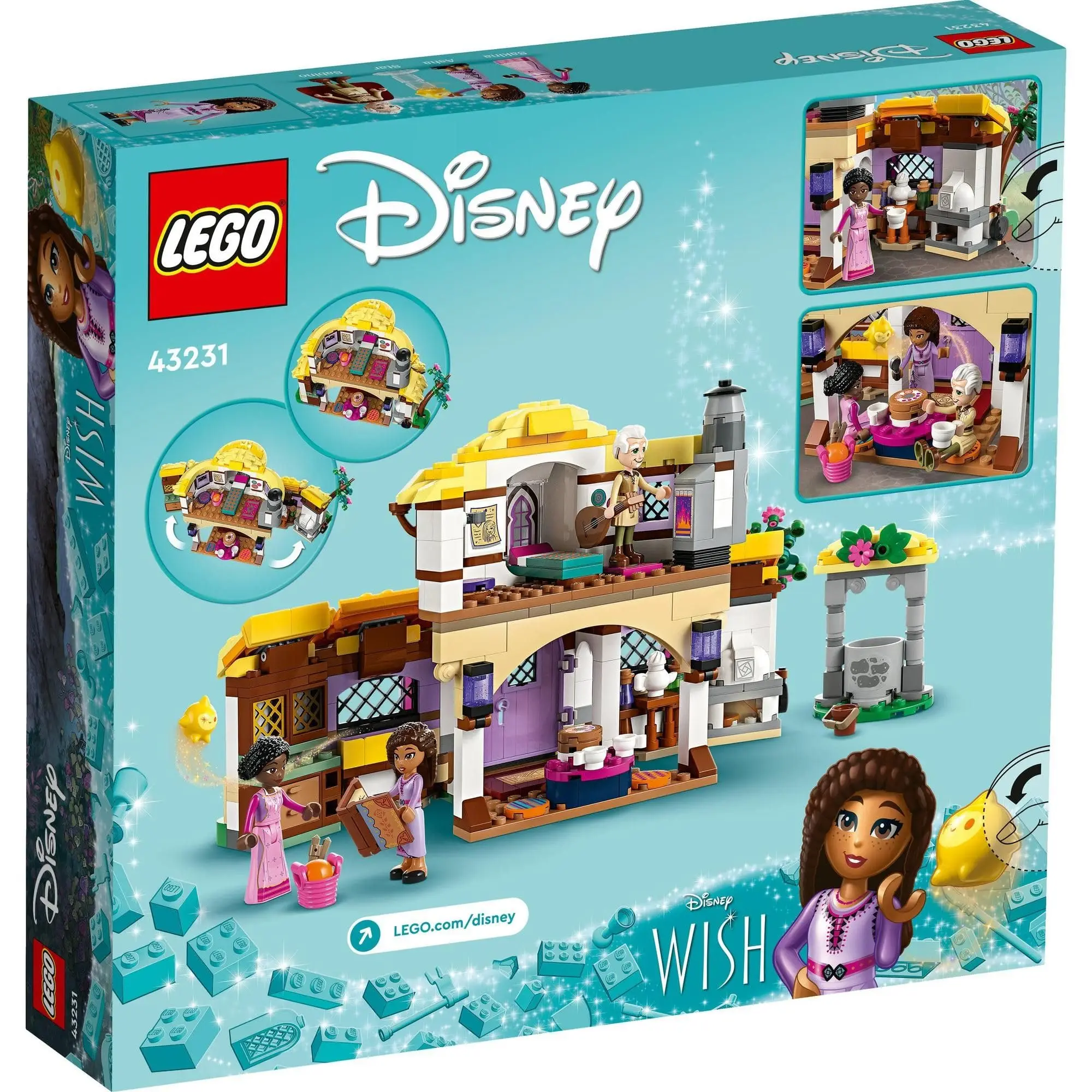 LEGO 43231 Disney Wish Asha\'s Cottage Set Opening Toy Dollhouse from the Wish Movie with Asha Sakina and Sabino Mini Dolls Gift