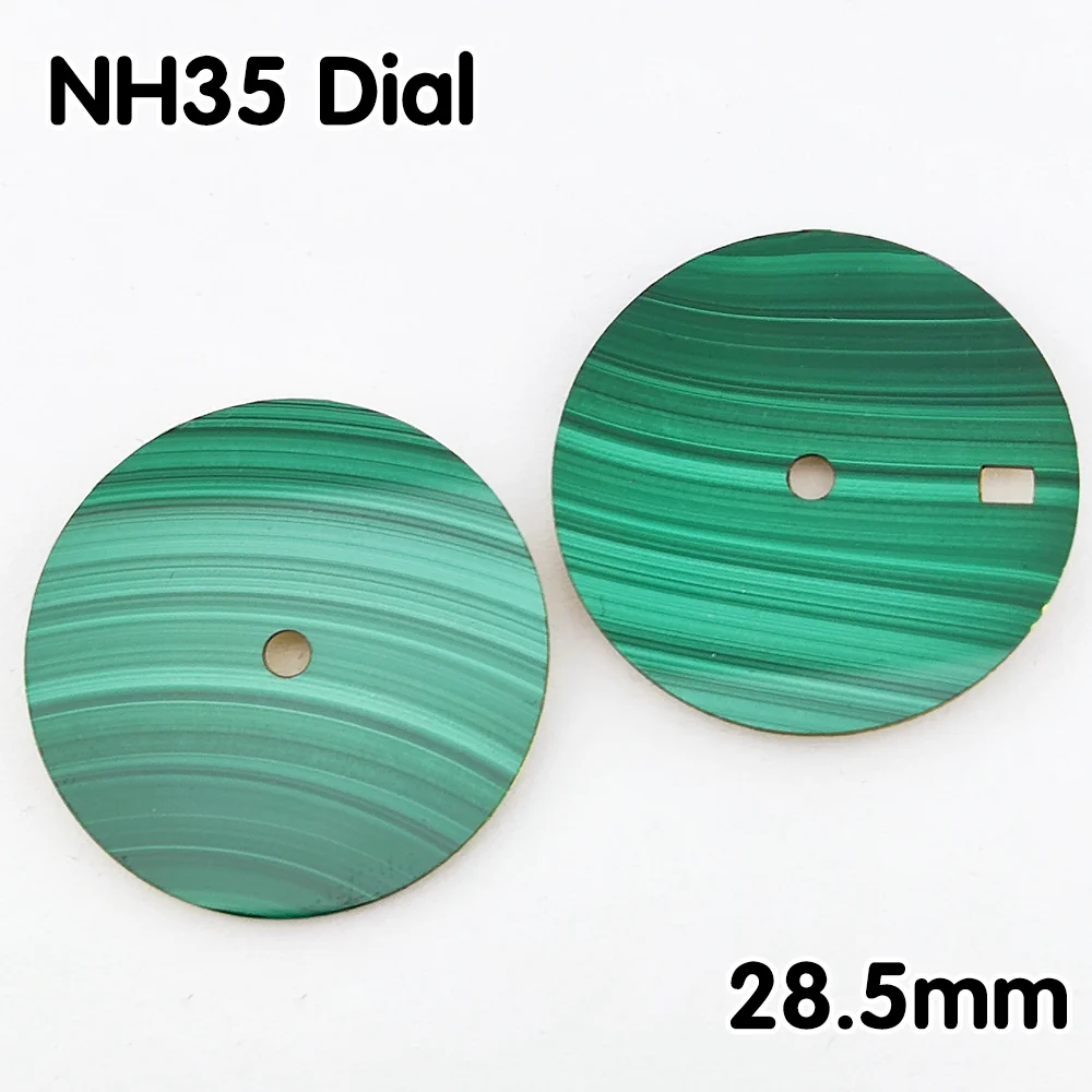 Malachite dial natural mineral raw stone sliced dial NH35 dial watch replacement parts 28.5mm dial luxury men's watch dial
