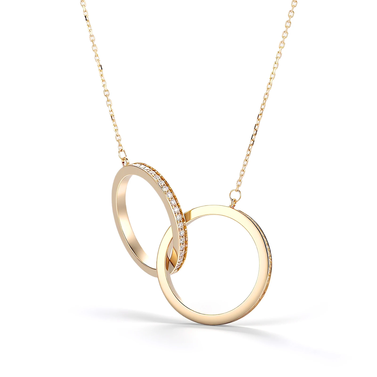 

Provence 10K Moissanite Pendant for Women Solid Gold Circle Pendants for Girlfriend DIY Two Round Shape Pendant Women's Necklace