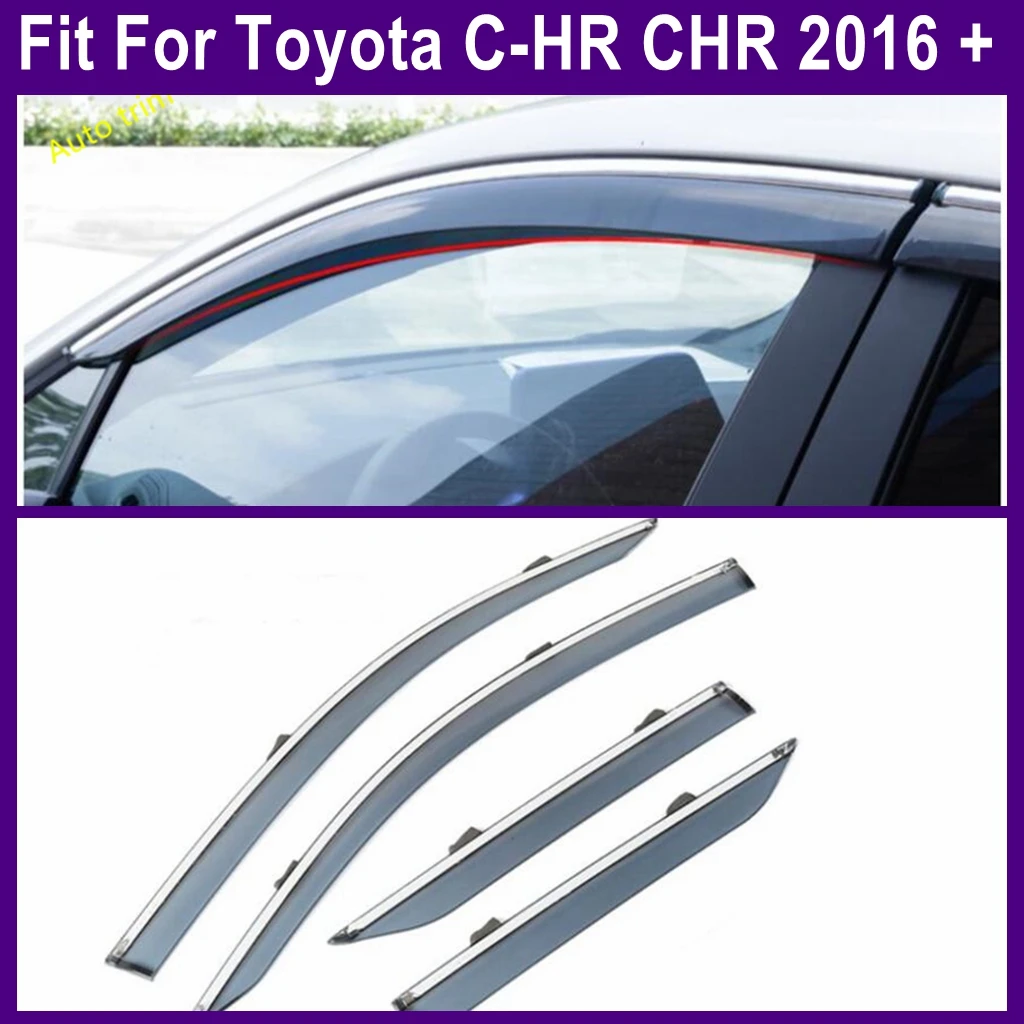 

Door Window Visor Moulding Awnings Shield Rain Sun Wind Guard Vent Shade Protect Cover Trim Fit For Toyota C-HR CHR 2016 - 2021