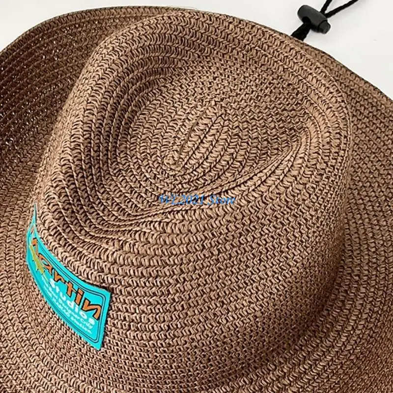 

G5GC Vintage Straw Weaving Hat Women Men Cowboy Hat Ethnic Summer Sunproof Hat