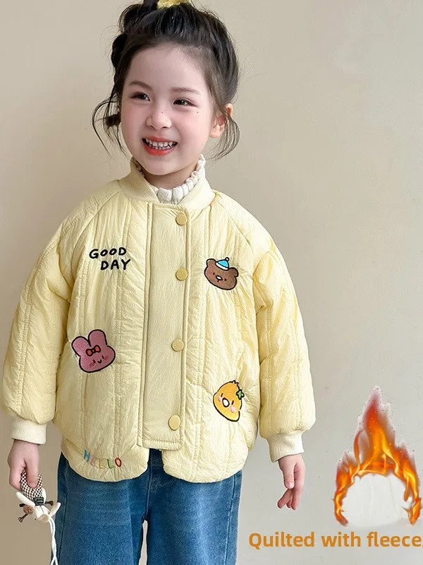 

Хлопковое джатовое пальто Sli с мультяшным рисунком для девочек, зимний сезон 2025, Новое поступление, модное бейсбольное пальто для маленьких девочек