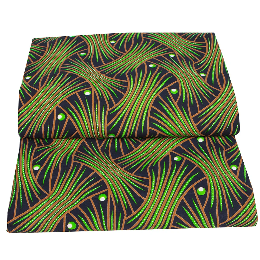 AnkaraWax African Fabric Green Geometric Pattern on Printed Wax Dyed Fabric 100% Cotton High Quality 2024 Soft Wax Fabric 6yard