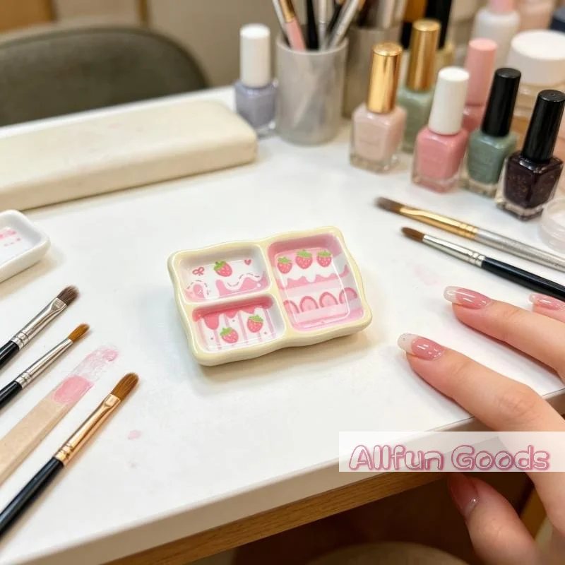 [T5]Portable Mini Nail Art Mixing Palette Multi-Grid Scratch Resistant Gel Polish Mixing Tray for Nail Techs Home DIY