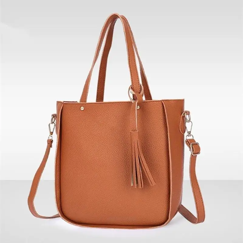 X5XA Elegant 4Pcs Women's PU Leather Shoulder Bag Set Crossbody Purse Shoulder Bag Card Holder Casual Handbag