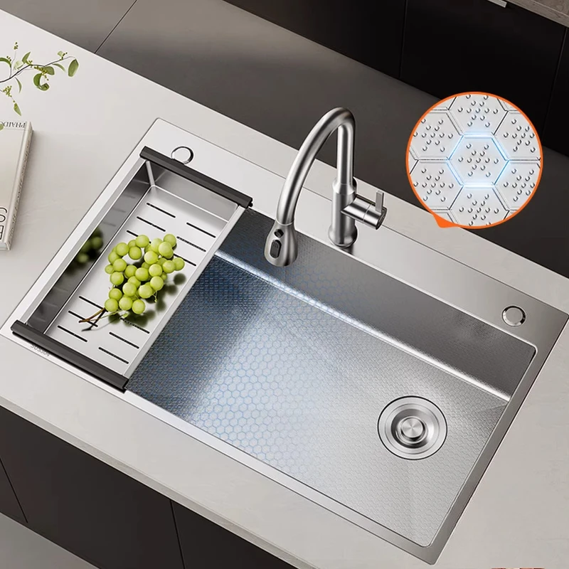 304 Stainless Steel Sink Large Single Slot Thickened Vegetable Basin Household Under-counter Basin