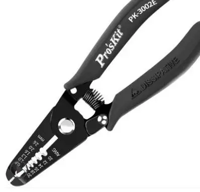 Pro'skit-Anti-Static Electronic Wire Stripping Pliers, Conductive Handle, Cutter Stripper, Cutting Tool, 1PK-3002E