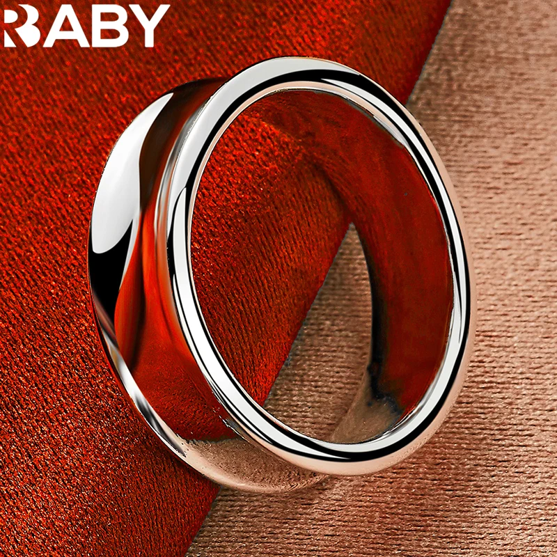 Anillo cóncavo liso de Plata de Ley 925 para mujer y hombre, joyería de moda, temperamento Simple, accesorios populares para fiesta de boda