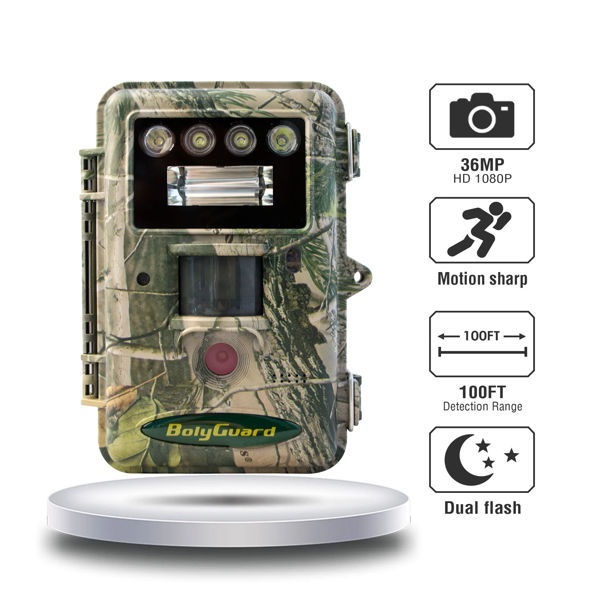 BolyGuard SG2060-D Hunting Cameras White Flash LED Trail Cameras Color Pic and Video At Night Sound Recording Available