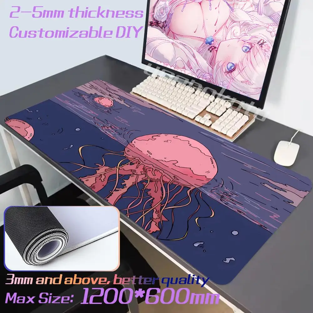 Cute Ocean Jellyfish Mouse Pad New Arrival Large Game L XL XXL 900x400mm Kawaii Game Mouse Pad Size Suitable for Keyboard Pad