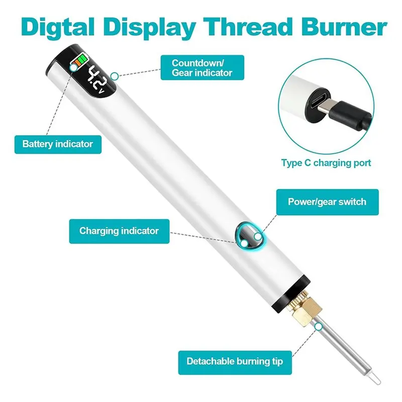 My Home 5X Rechargeable Thread Burner Kit For Jewelry Making,Digital Thread Zapper Tool,Leather Craft,Weaving & Stringing B