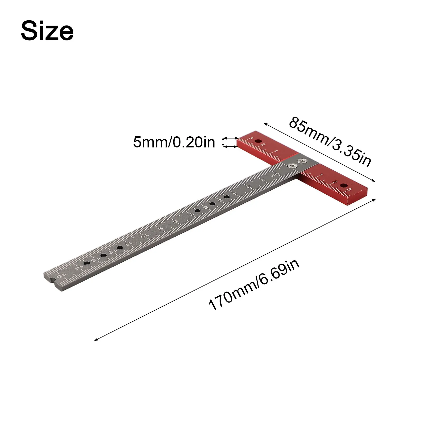 

T-Shaped Square Ruler Aluminum Alloy For Carpentry DIY Small Projects 90°Ruler For Woodworking Positioning, Marking And Measuri