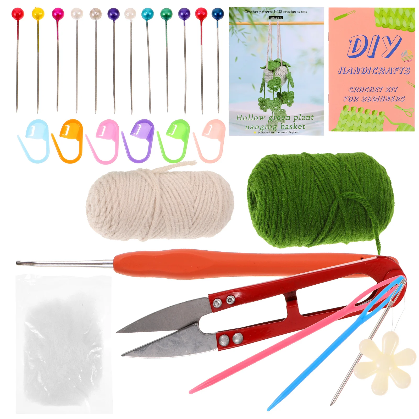 

1Set Crochet Kit DIY Macrame Hanging Basket Complete Materials Craft Decor Easy Start Project for All Skill Levels