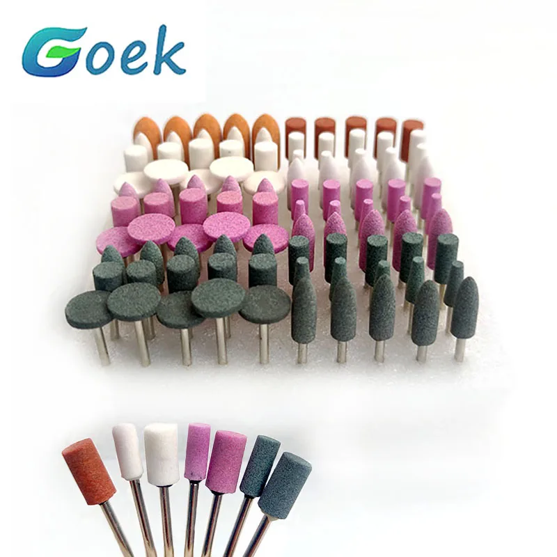 100pcs/Box Dental Silicon Polisher Drills Bits for Metal Hot HP Mounted Stones Brushes Mixed Dentistry Lab Tool Kits