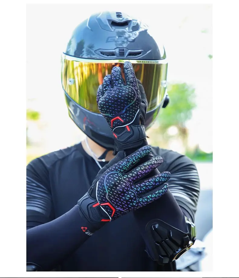 VEMAR Motorcycle Gloves Summer Breathable Mesh Moto Bike Cycling Gloves Men Women Touch Screen Motocross Full Finger Gloves XXL