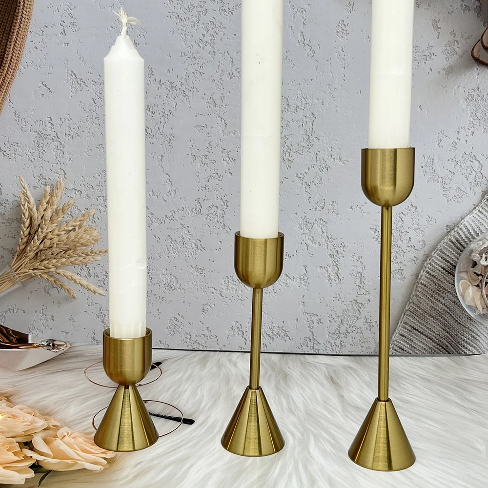 2023 Pillar Christmas Wedding Vintage Candlestick Decorative Brass Stick Metal Candle Holder