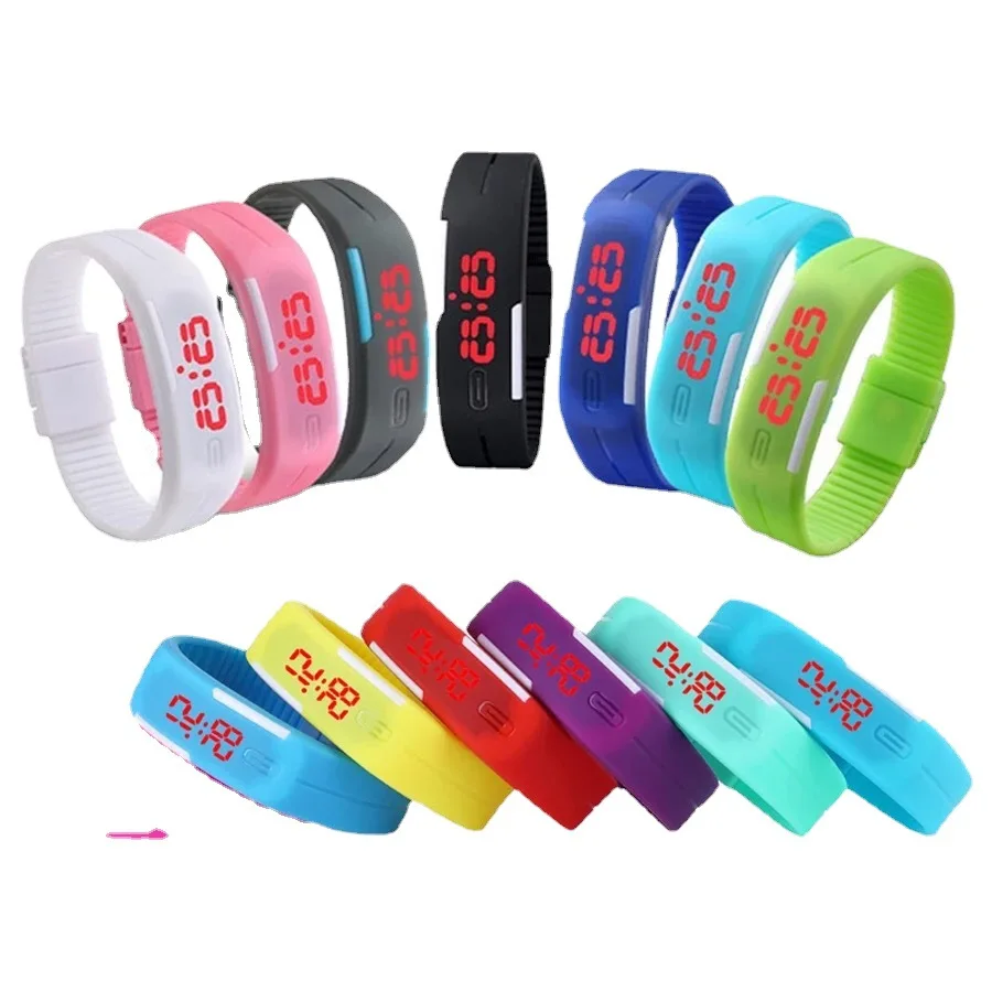 

Silicone Digital Sport Watch Candy Color Touch Screen LED Wristwatch Bracelet Clock for Children Adults