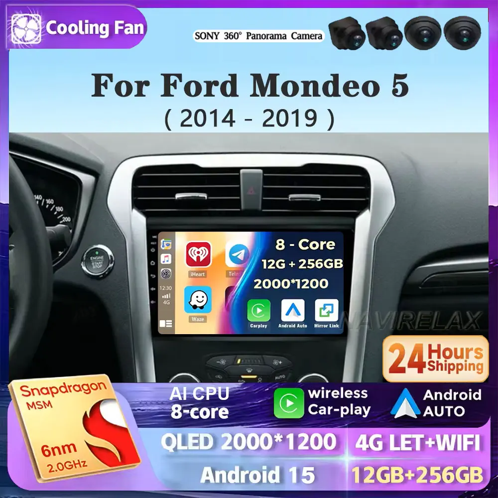 

Android 15 Carplay Auto For Ford Fusion Mondeo 5 2014 - 2019 Car Radio Multimedia Video Player Navigation GPS No 2Din 2 Din DVD