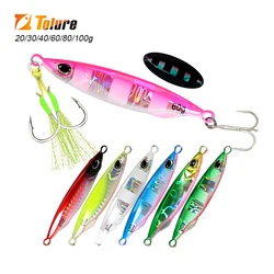 TOLU 2024 NEW 3D Eyes Fast Sinking Metal Jig Lure 20g-100g Saltwater Shore Casting Fishing Lure Vertical Metal Jig With Hooks