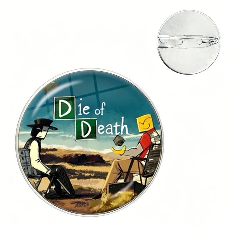 Cartoon Anime Manga Character Die of Death Artful Glass Pins Cosplay Game Figure Brooches Lapel Badge Jewelry Gifts for Fans