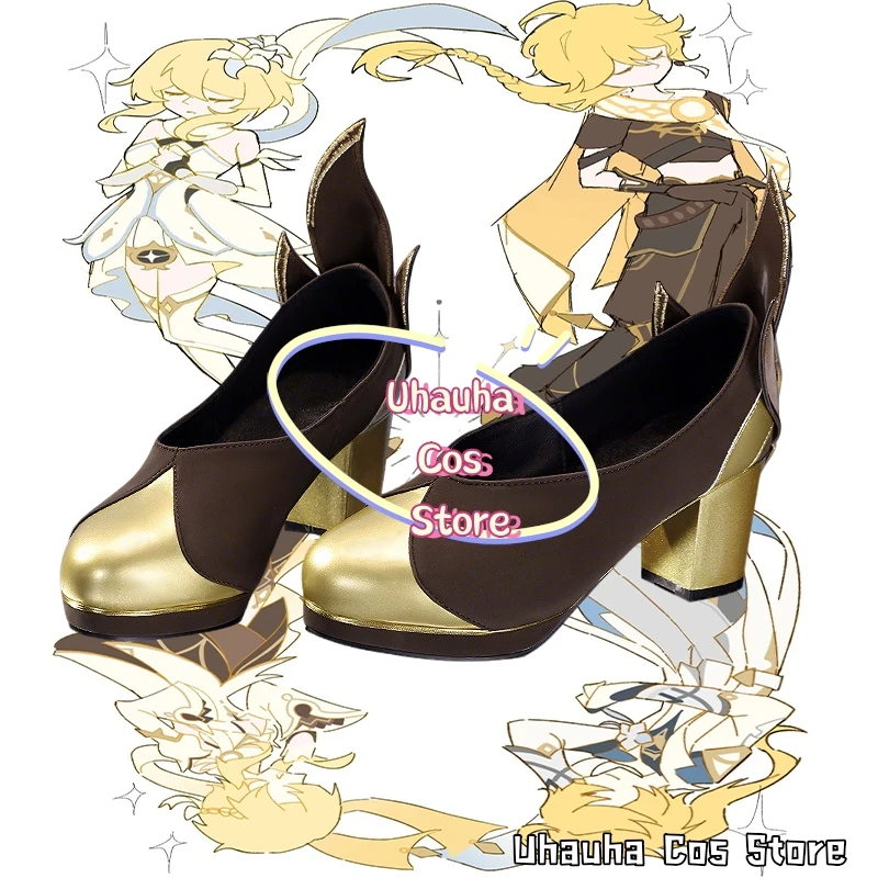 

Обувь для косплея Uhauha Cos*/Lumine по игре Genshin Impact: туфли с острым носком на высоком каблуке, обувь для персонажа Traveler из Genshin Impact (новый скин)