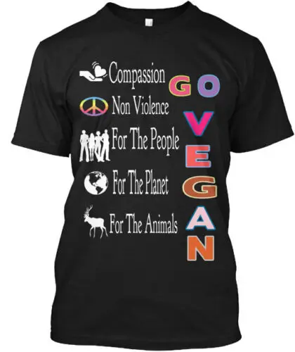 

Vegan T-Shirt Made in the USA Size S to 5XL