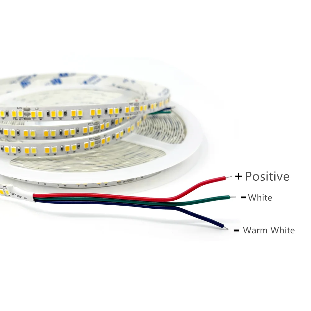 Afbeelding 4: 24V Dimbare CCT LED Stripverlichting 2700K tot 6500K Instelbare LED Tape Dubbele Kleur Lineaire Verlichting 10 Meter 2835 SMD Wit en Warm Wit