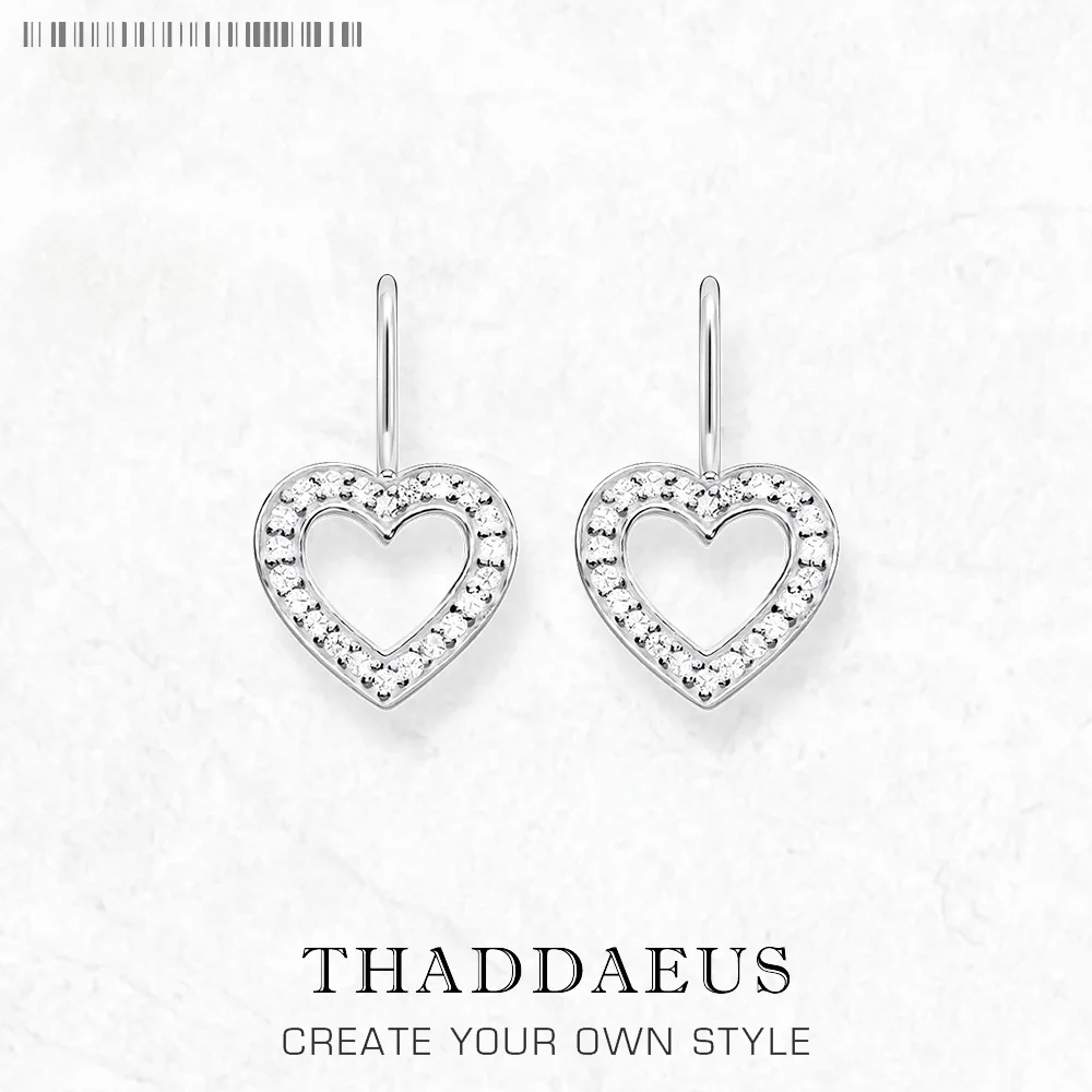 

Earrings White Stone Heart Europe Fine Jewelry For Women Summer Romantic Gift In Sterling Silver 925