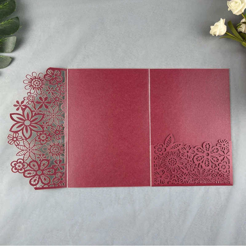 Customized.2022-Fold Personalized Laser Hollow Invitation Card Invitation Card Letter Card Wedding Invitation Print