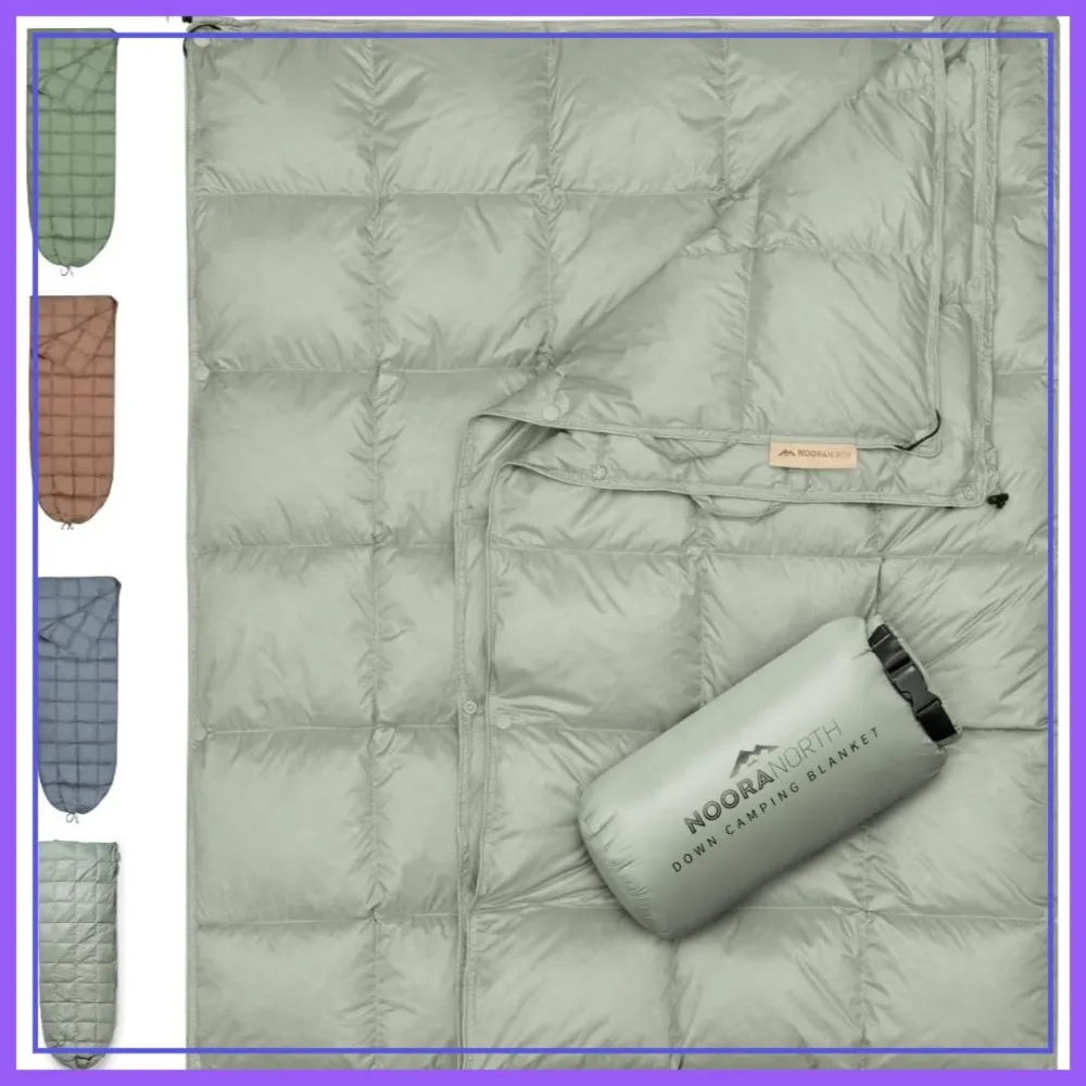 

Down Camping Blanket with Footbox, Lightweight Packable Quilt 52x77, Water Resistant Outdoor Throw for Backpacking Hiking Travel