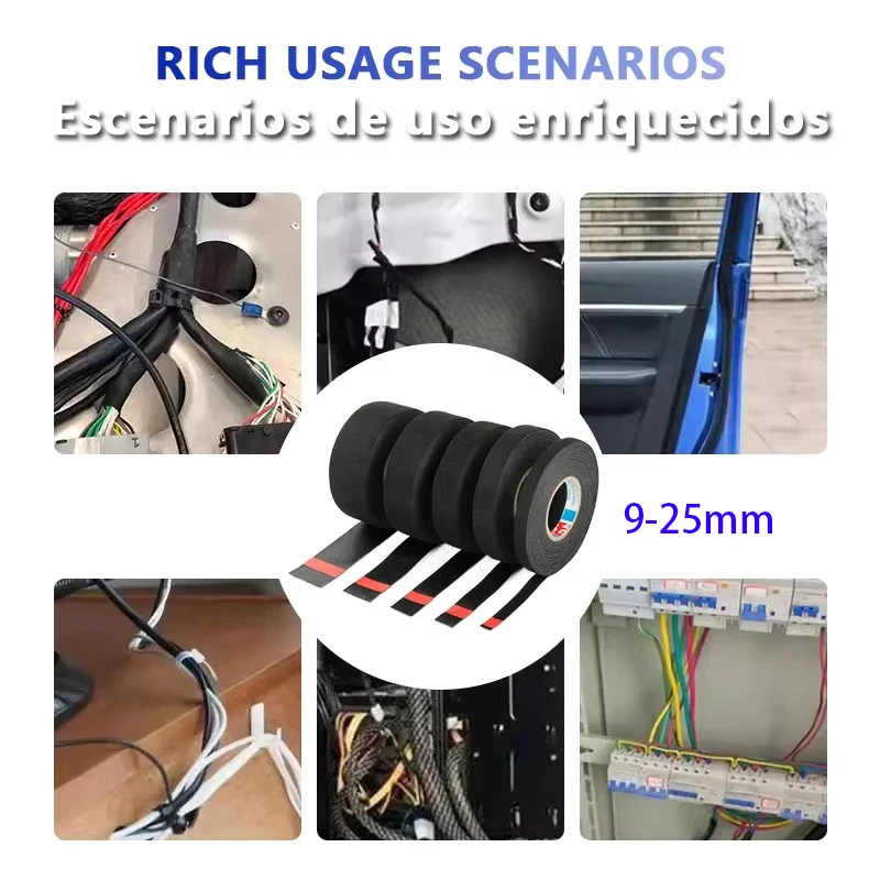 جديد شريط قماش لاصق مقاوم للحرارة للسيارات كابل الشريط تسخير الأسلاك تلوح في الأفق شريط عزل الحرارة الكهربائية.. ، #1