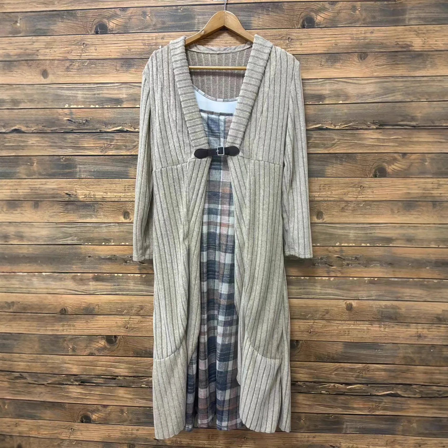 جديد الخريف الشتاء المرأة فستان البدلة قاع محبوك سترة سترة طويلة تصميم الأزياء منقوشة الحمالة تنورة 2 قطعة مجموعة