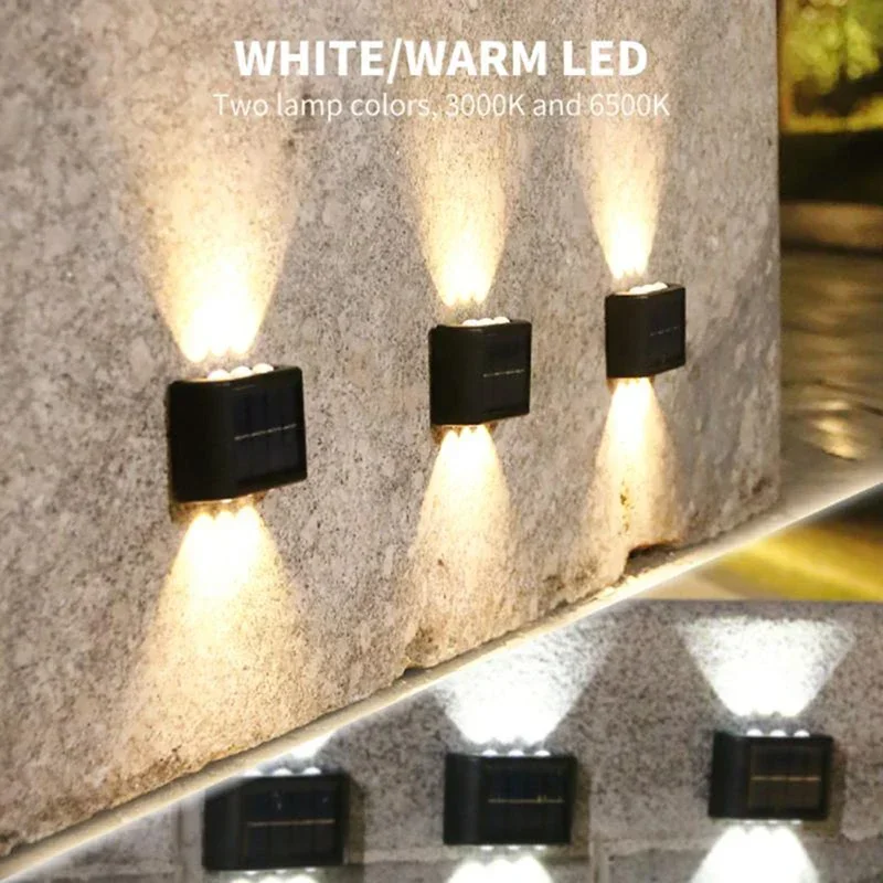 1/2/4pcs Solar Lamp LED Up and Down Illuminate Lights Outdoor Waterproof Wall Lamps for Garden Supplies Porch Home Decoration