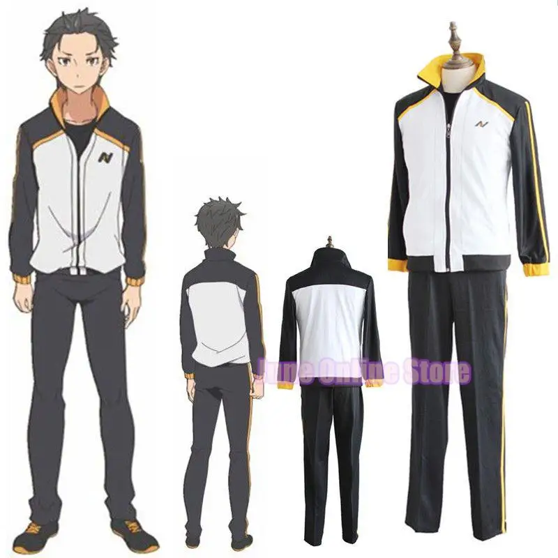 Subaru Natsuki Costume Cosplay Anime Re: Zero Kara Hajimeru Isekai Seikatsu uomo donna Halloween Party Sportswear Uniform