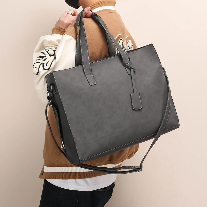 Retro Pattern Handbag Horizontal Tote Bag Korean Sle Men's Bag Trendy Single oulder Bag Versatile Crossbody File Cuter...