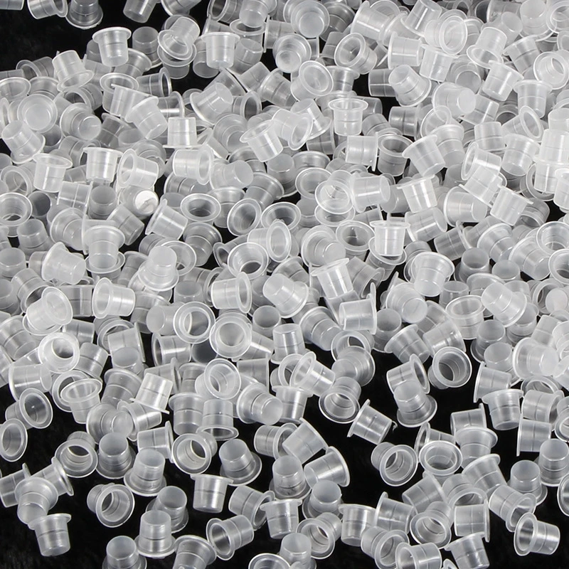 100Pcs Tattoo Plastic Tattoo Ink Cups 8/13/14mm Permanent Makeup Disposable Clear Plastic Pigment Container Cap Tattoo Accessory