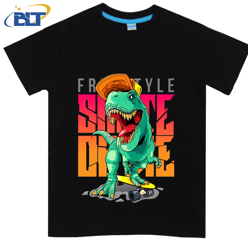 T-shirt dziecięcy z nadrukiem Freestyle Skate or Die, letni bawełniany top z krótkim rękawem, odpowiedni zarówno dla chłopców, jak i dziewcząt