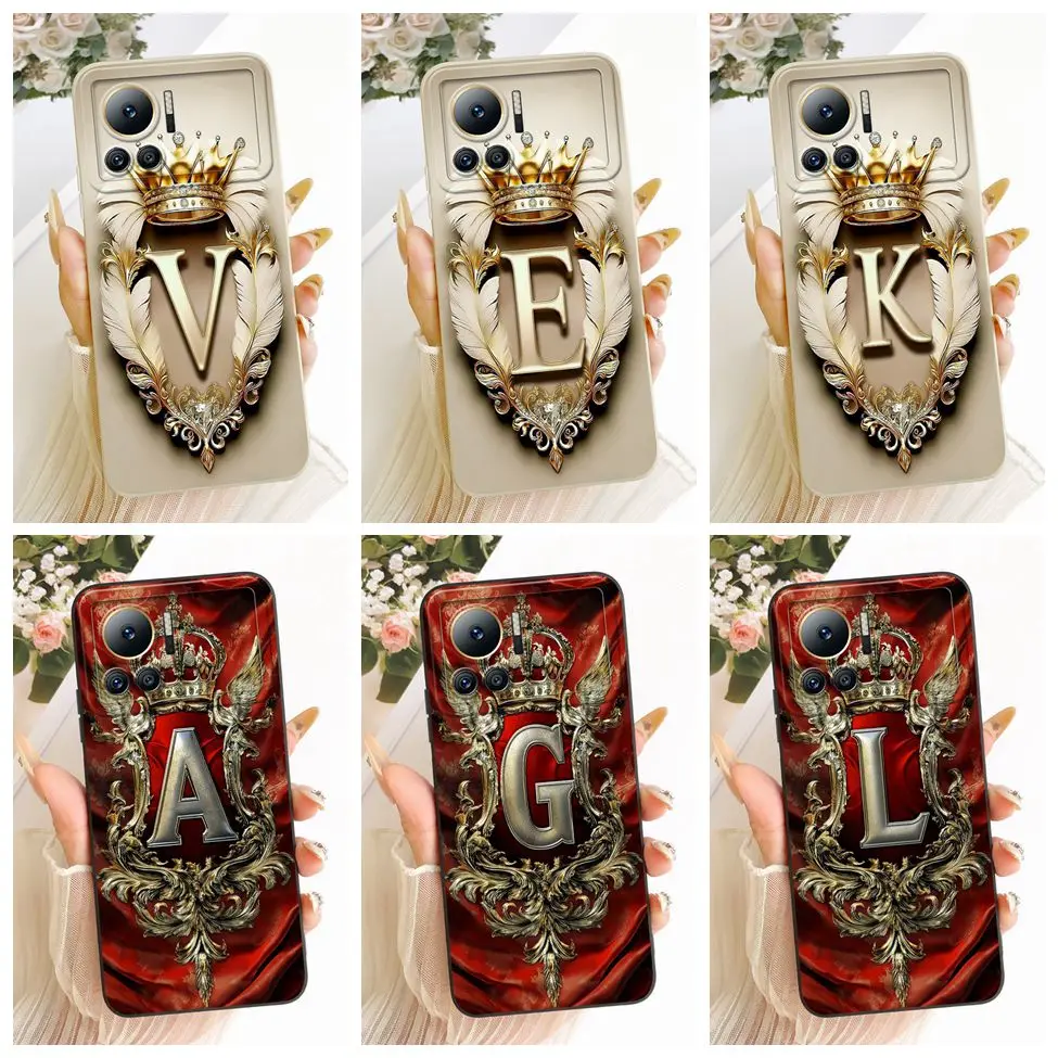 For Infinix Note 12 VIP Case Cover Aesthetic Luxury A-Z Letters 2D Painted Silicone Funda For Infinix Note 12VIP X672 Casing